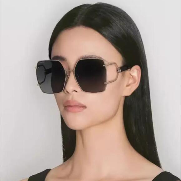 NEW Gucci GG1564SA Oversized Grey Gold Sunglasses $650 - Picture 1 of 9